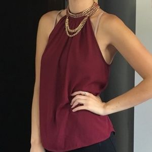 CHARLOTTE RUSSE GOLD CHAIN COLLAR SLEVELESS TOP